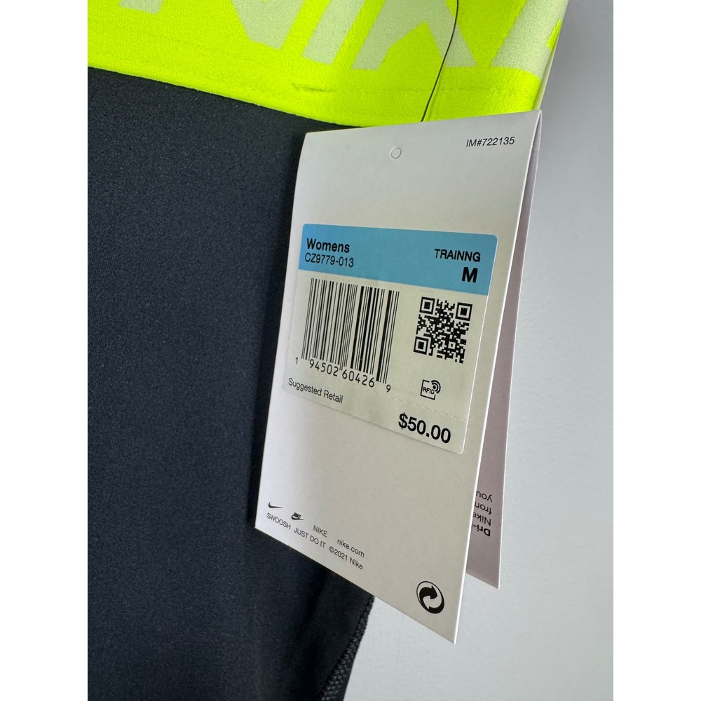 Nike Pro Womens Mid Rise Full Length Training Leggings Black Volt CZ9779-013 M - Picture 2 of 8